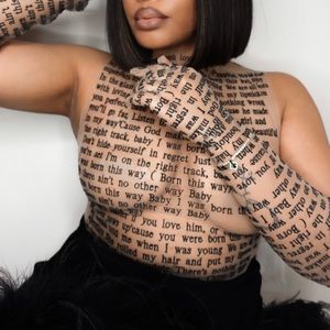 Datt Official Full Tattoo Top w/Lady Gaga Lyrics - Medium
